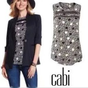 CAbi #3079 Jot Top Polka Dot Sleeveless Blouse Women’s Black White Sz Med